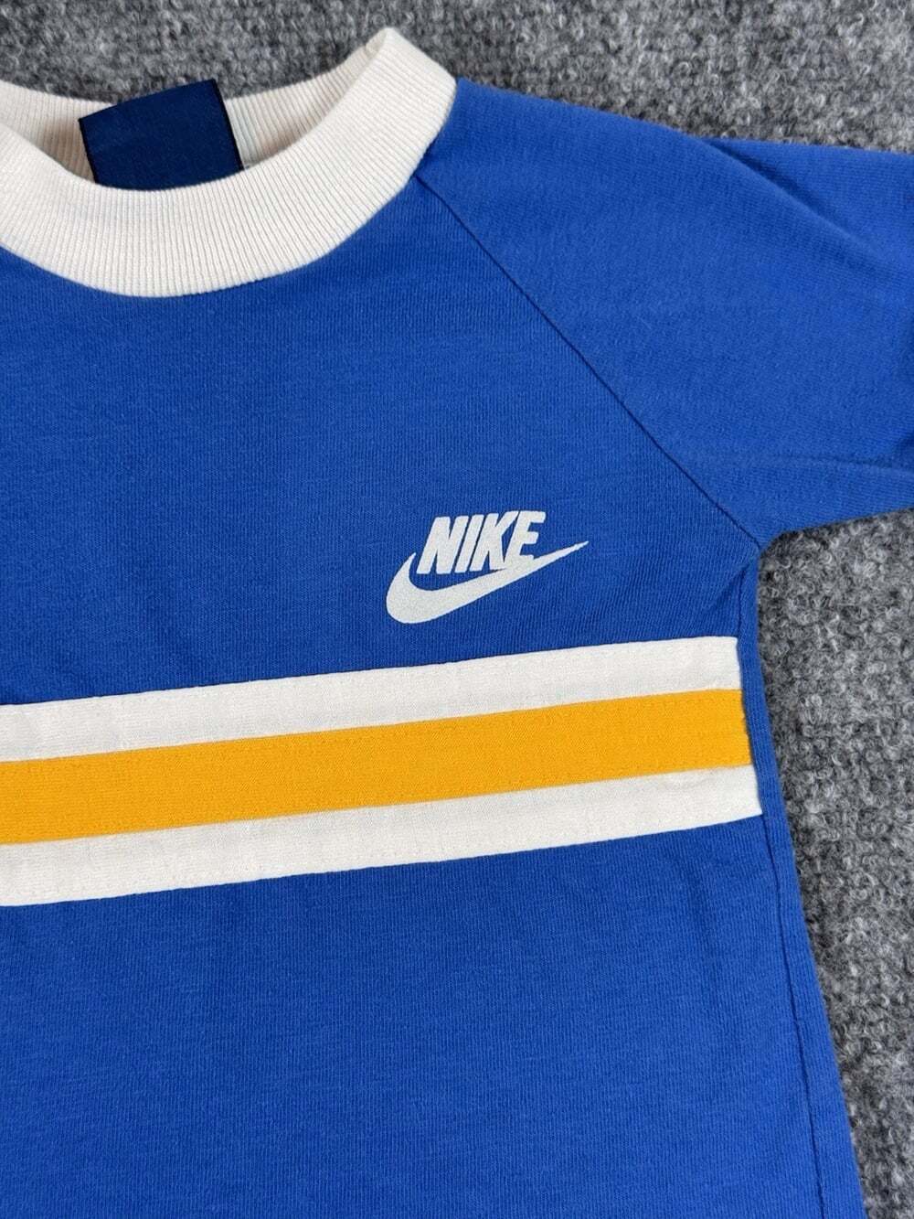 Vintage Nike Single Stitch Short Sleeve Baby Tee Striped Blue Ringer Size M - Picture 6 of 7
